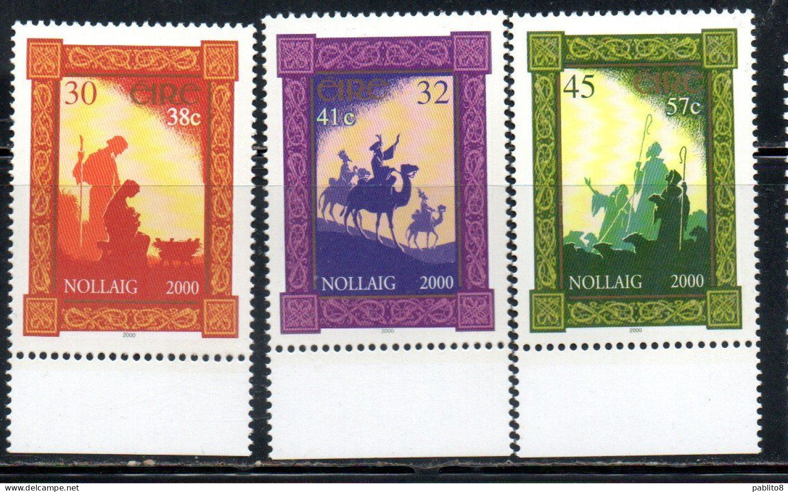 EIRE IRELAND IRLANDA 2000 CHRISTMAS ANNUNCIATION NOLLAIG NATALE NOEL WEIHNACHTEN NAVIDAD  SET OF 3 SERIE MNH - Unused Stamps