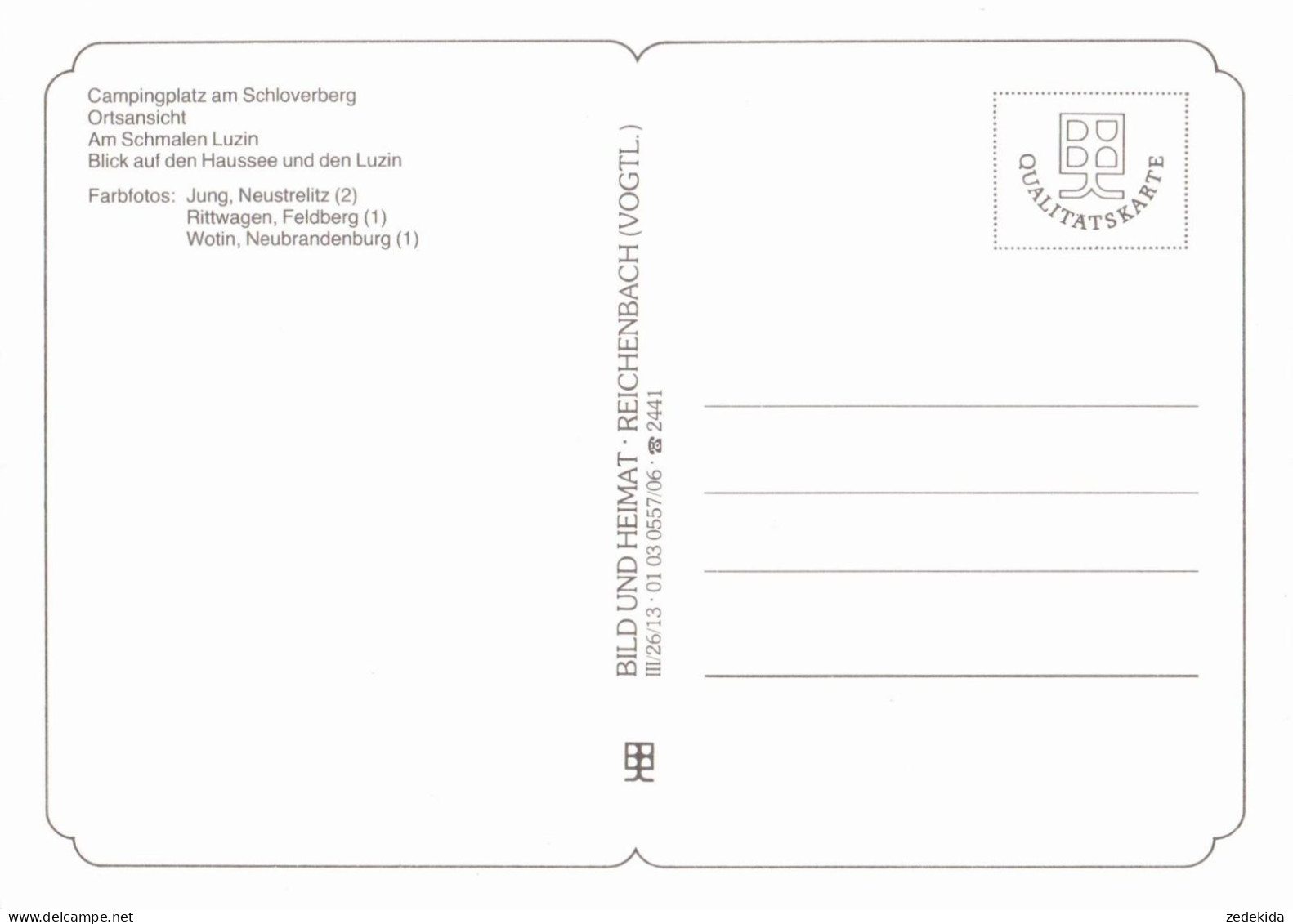 H1223 - TOP Feldberg - Bild Und Heimat Reichenbach Qualitätskarte - Feldberg