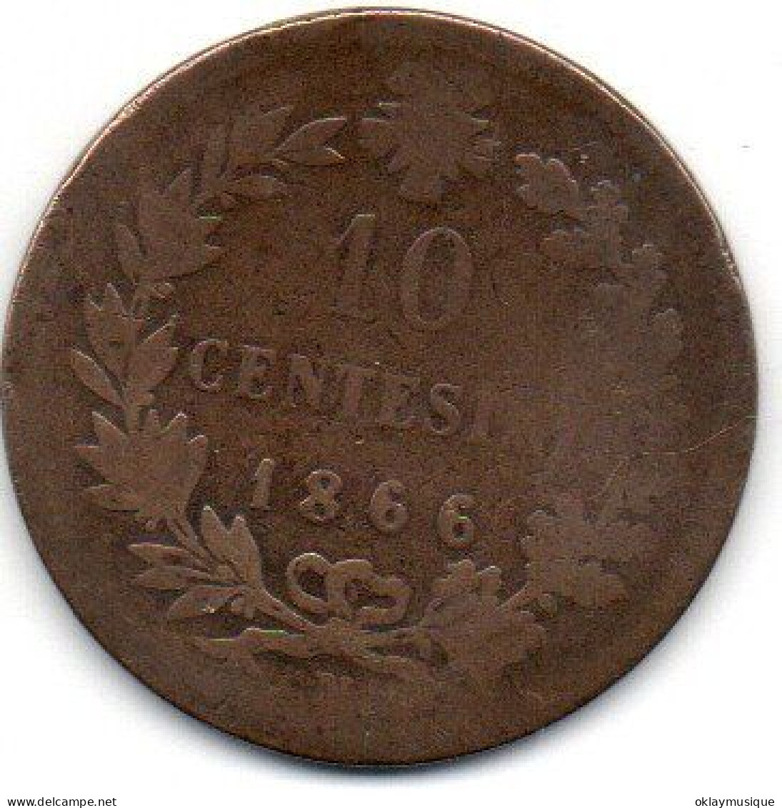 10 Centisimi 1866 - 1861-1878 : Vittoro Emanuele II