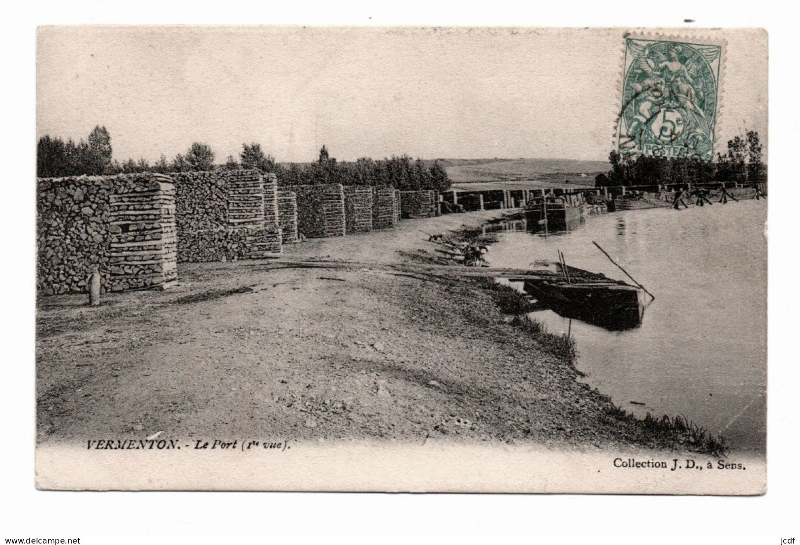 89 VERMENTON Le Port 1ère Vue - Coll J.D 1904 - Barque - Péniche - Piles De Bois Sur Les Rives De La Cure - Vermenton