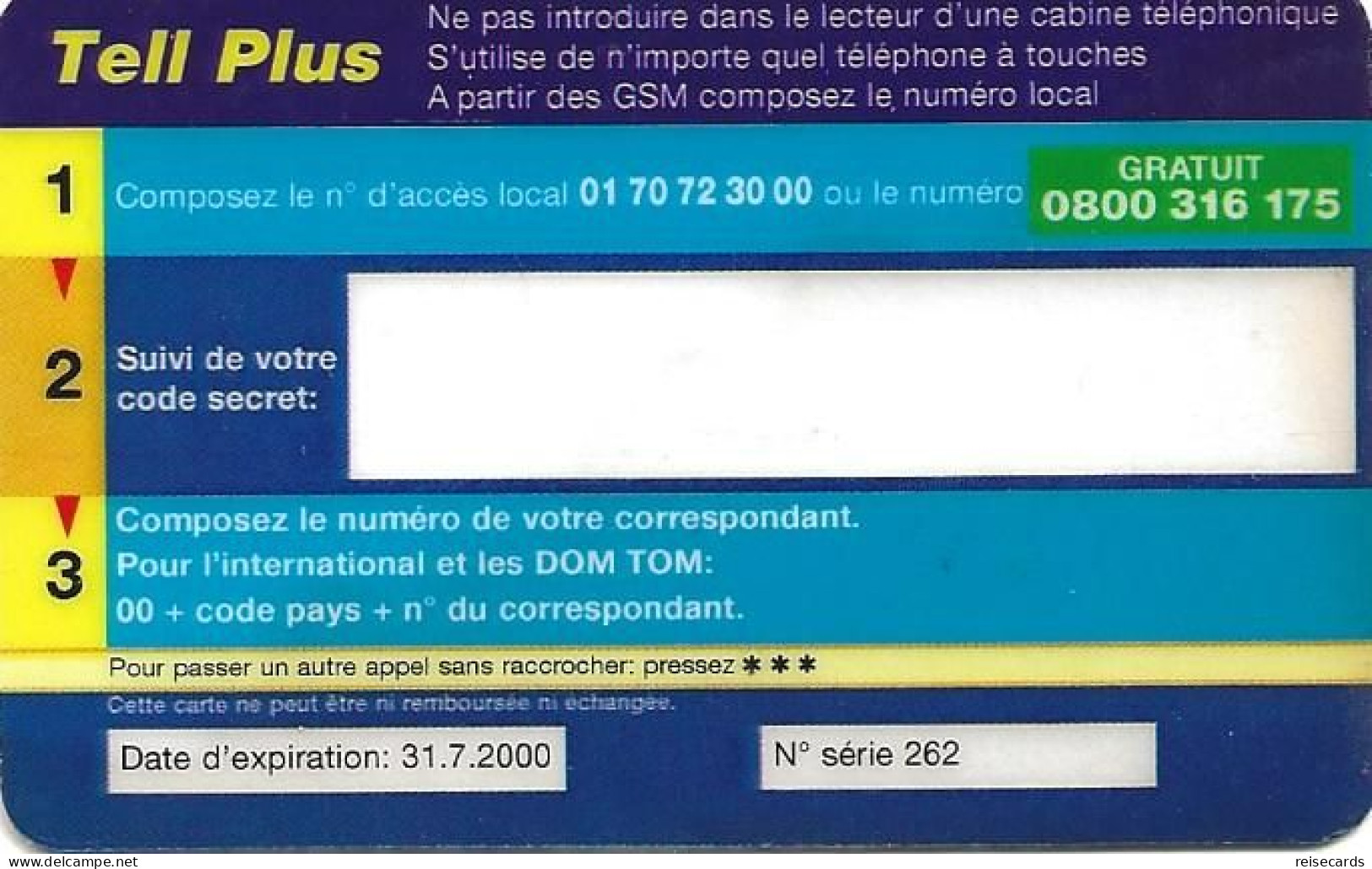 France: Prepaid Tell Plus - Autres & Non Classés