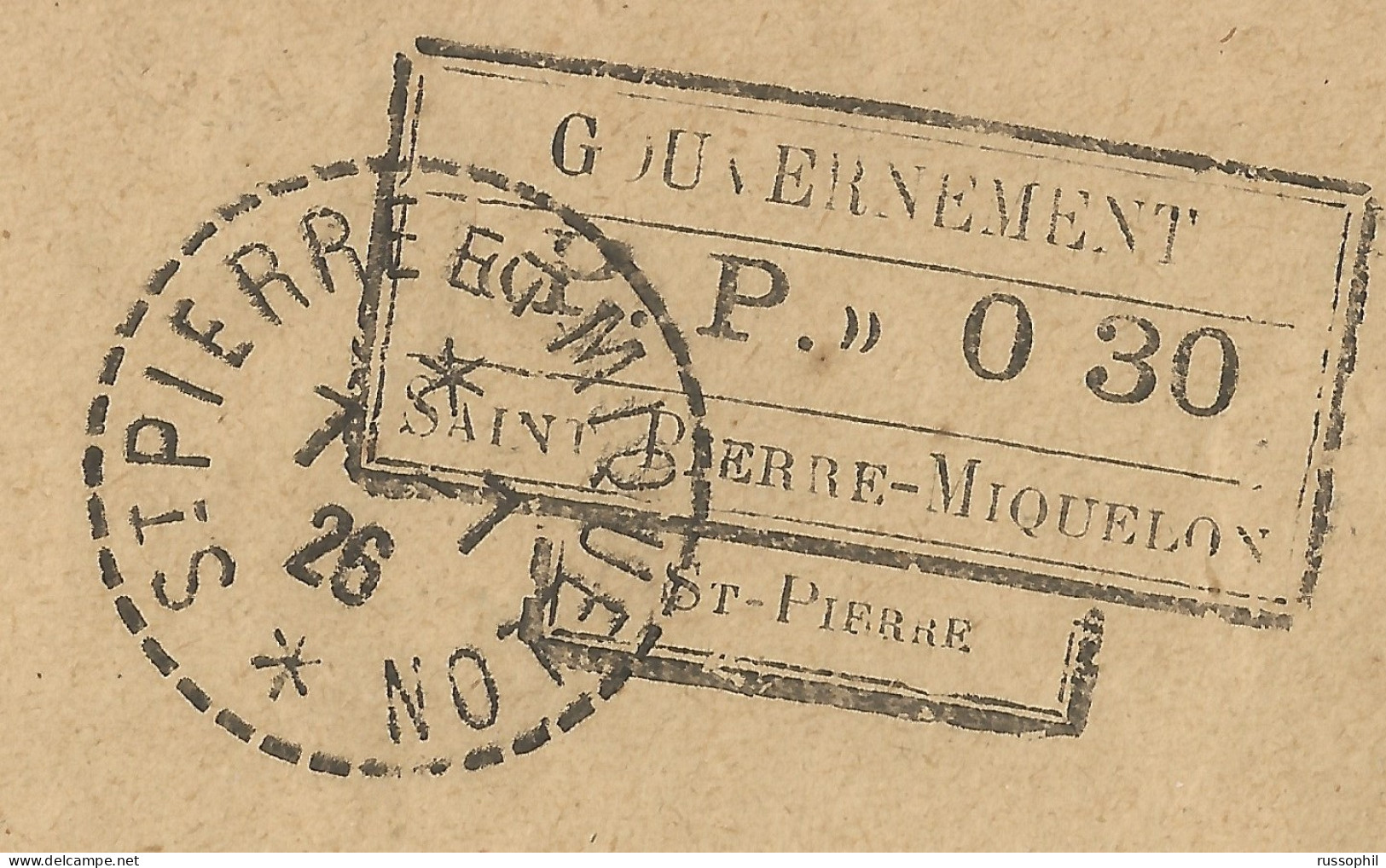 SAINT PIERRE ET MIQUELON - 30 CENT "PORT PAYE - POST PAID - PP" COVER TO FRANCE - 1926  - Cartas & Documentos