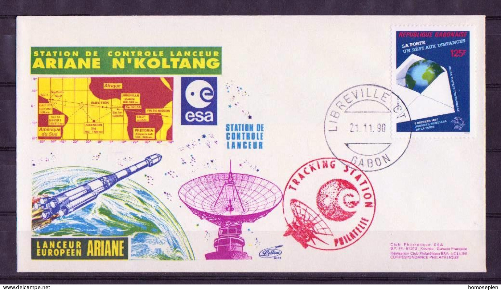 Espace 1990 11 21 - ESA - Ariane V40 - Station De Poursuite De N'Koltang - Europa