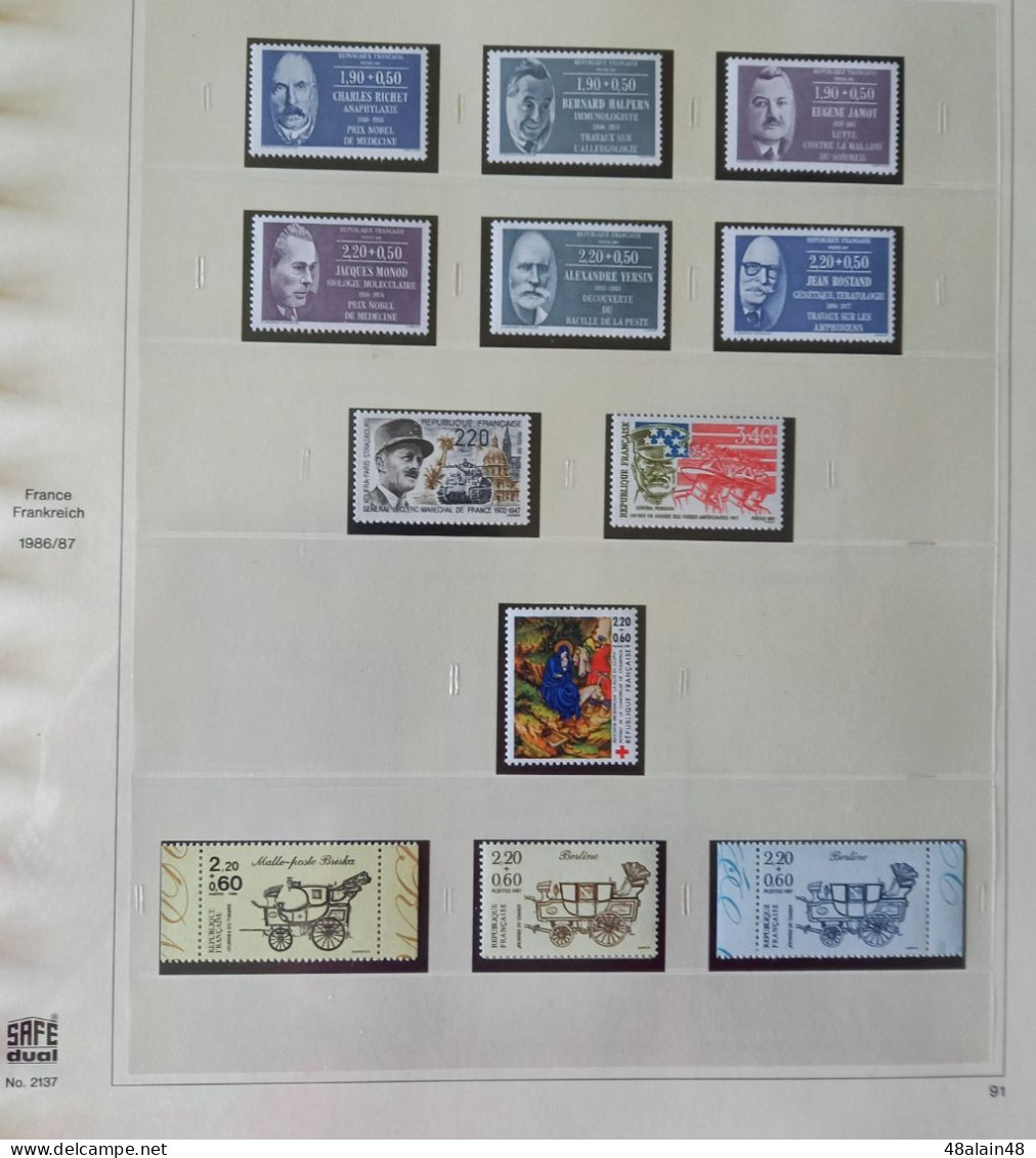 SAFE - Reliure et Boîtier Yokama Couleur bordeaux + 28 Feuilles préimprimées avec les timbres neuf **  de 1986 à 1990