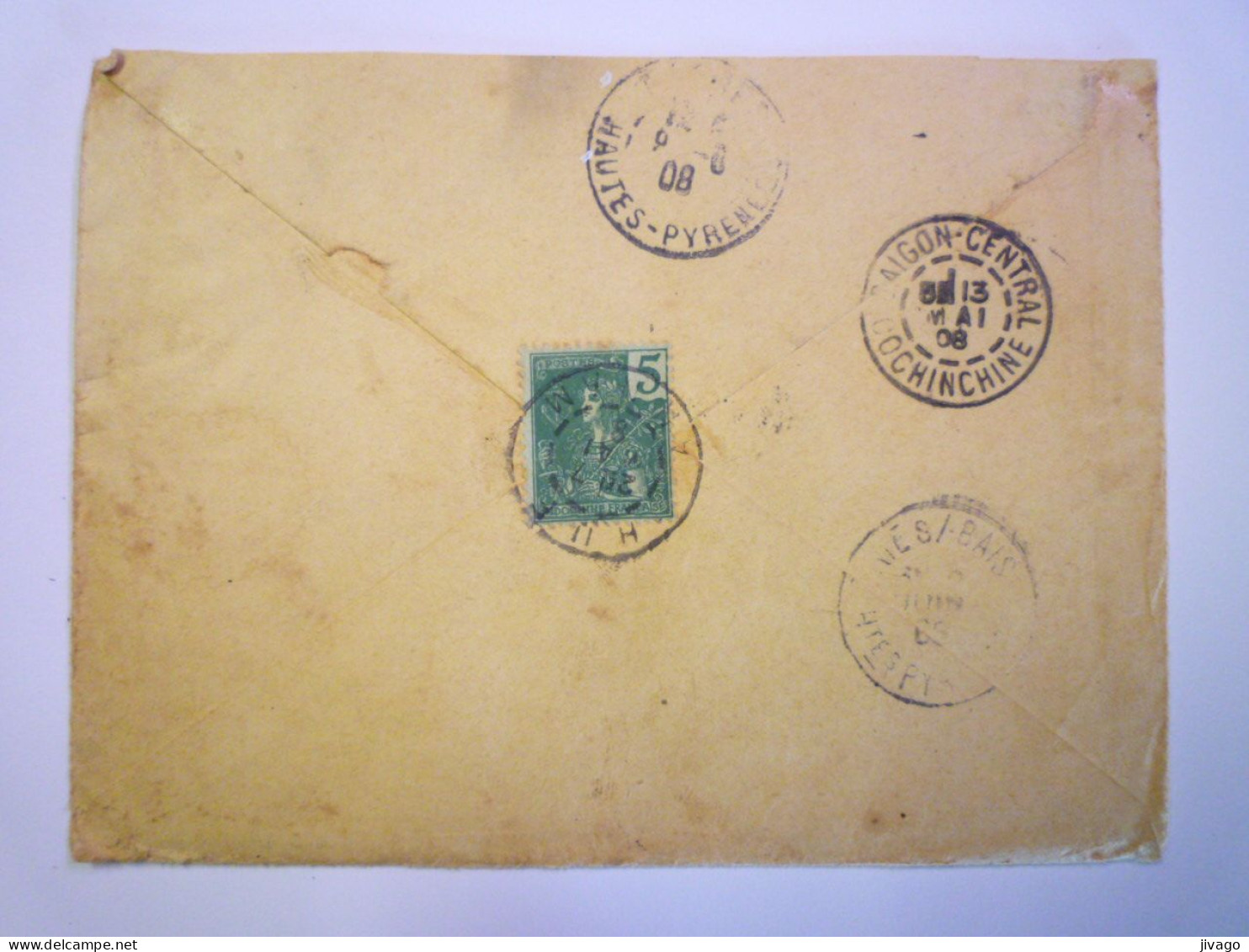 2024 - 1434  Enveloppe Au Départ De HUE  ANNAM  à Destination De TRIE-sur-BAÏSE  1908   XXX - Viêt-Nam