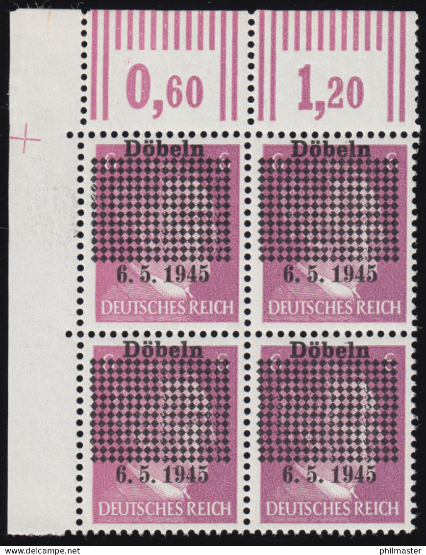 Döbeln 1b 6 Pf. Gitterüberdruck Mit Datum 6.5.1945, Eck-Vbl. O.l., Postfrisch ** - Ungebraucht