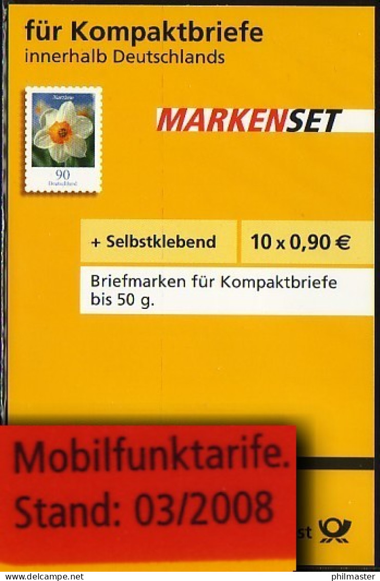 61 SB Db MH Narzisse, Blister 03/2008 Mit Schlitzperforation, ** - 2001-2010