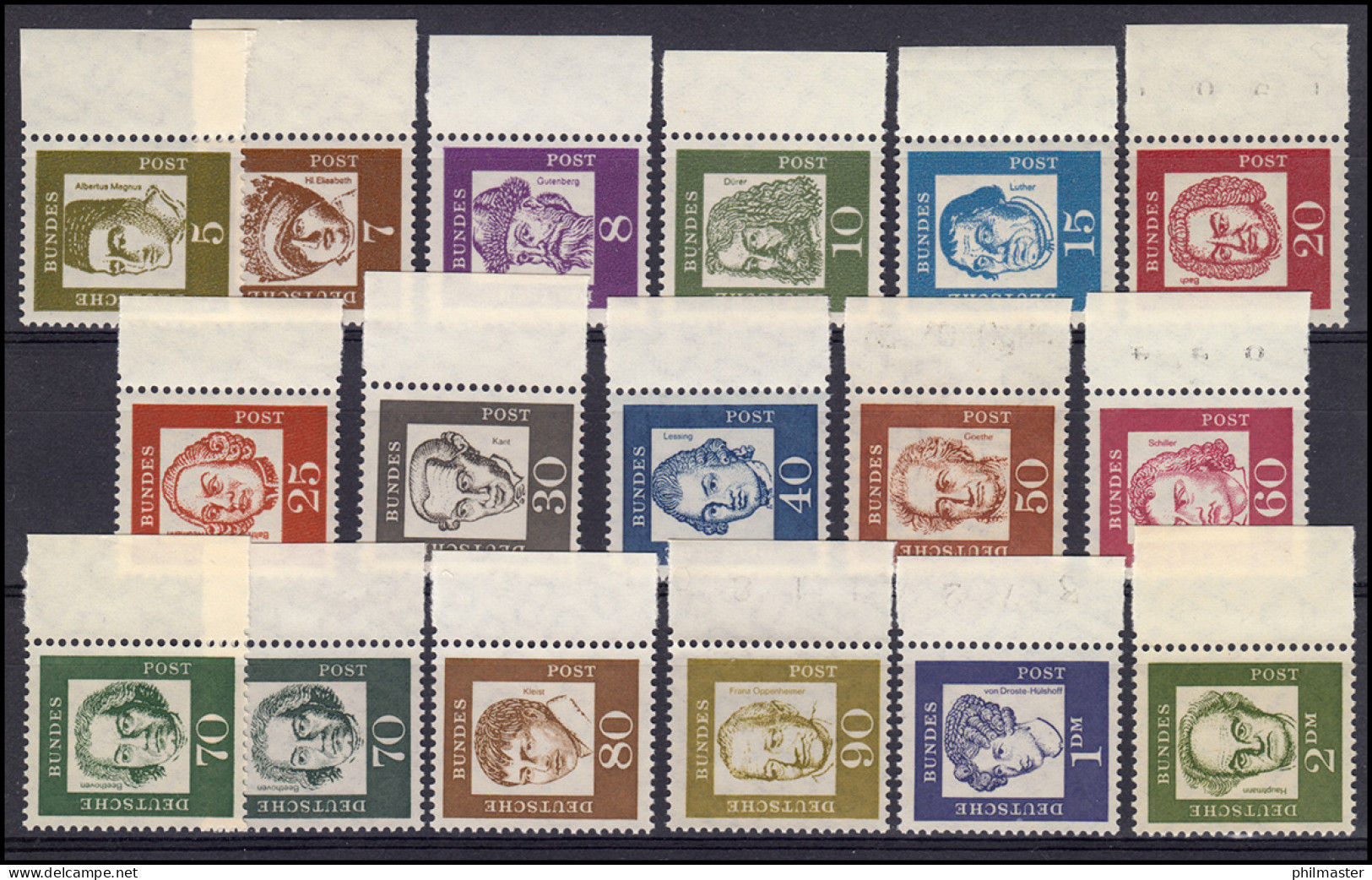 347y Ff Bedeutende Deutsche Satz 17 Werte Komplett Mit Seitenrand RECHTS, ** - Unused Stamps