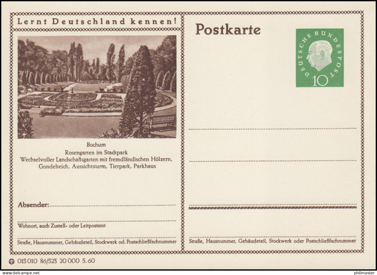 P042-86/523 Bochum, Rosengarten ** - Bildpostkarten - Ungebraucht