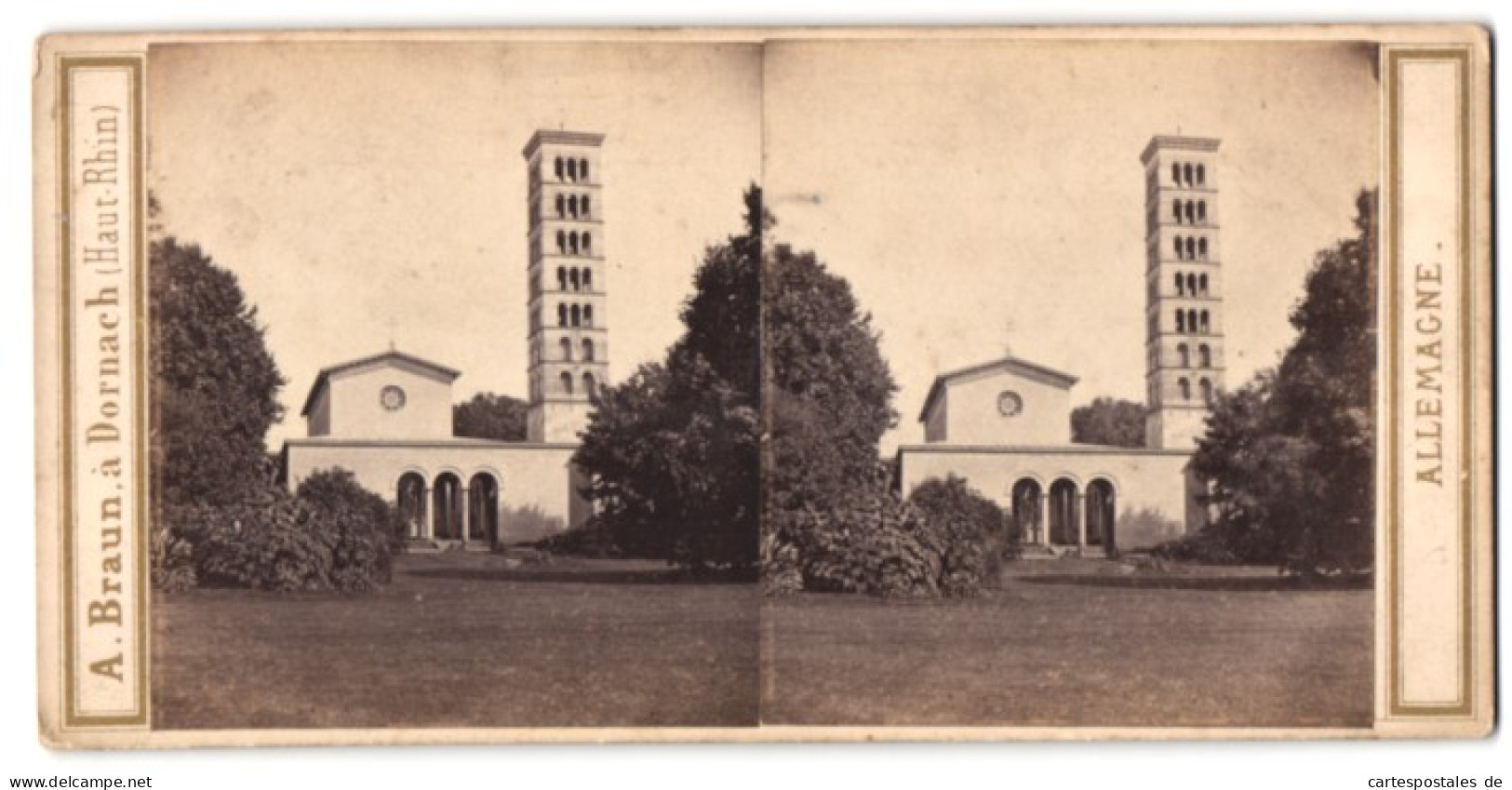 Stereo-Fotografie A. Braun, Dornach, Ansicht Potsdam, Blick Auf Die Friedrichskirche Mit Glockenturm  - Photos Stéréoscopiques