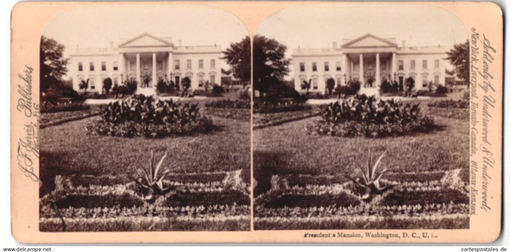 Stereo-Fotografie Underwood & Underwood, New York, Ansicht Washington D.C., White House, President's Mansion  - Photos Stéréoscopiques