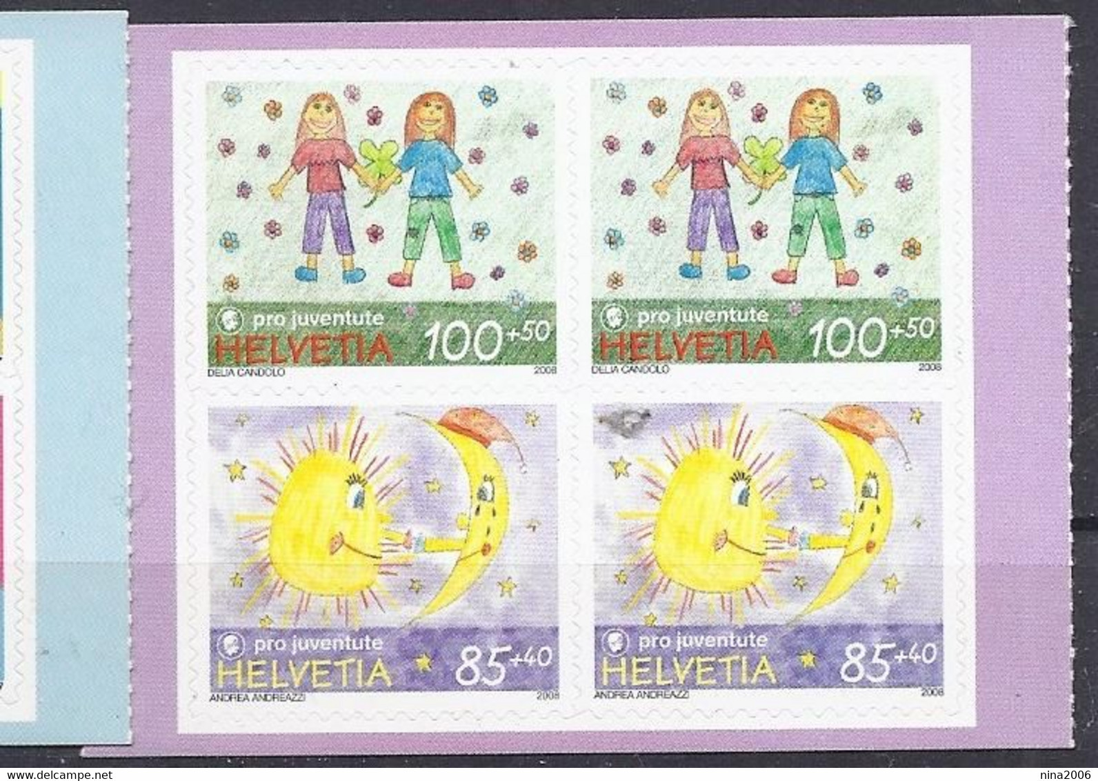 Svizzera 2008 Amicizie Tra Bambini / Schweiz 2008 „Pro Juventute“: Kinderfreundschaften SOTTO FACCIALE / UNTER NOMINALE - Unused Stamps