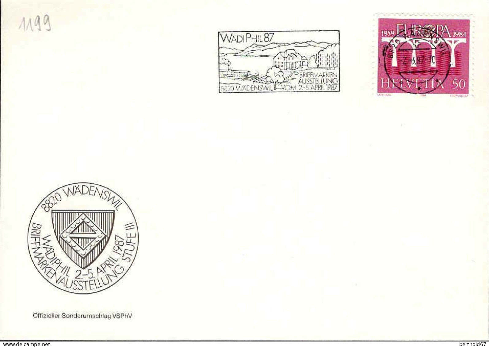Suisse Poste Obl Yv:1199 Mi:1270 Europa Cept Pont De La Coopération Wädenswill 2-3-87 (TB Cachet à Date) - Used Stamps