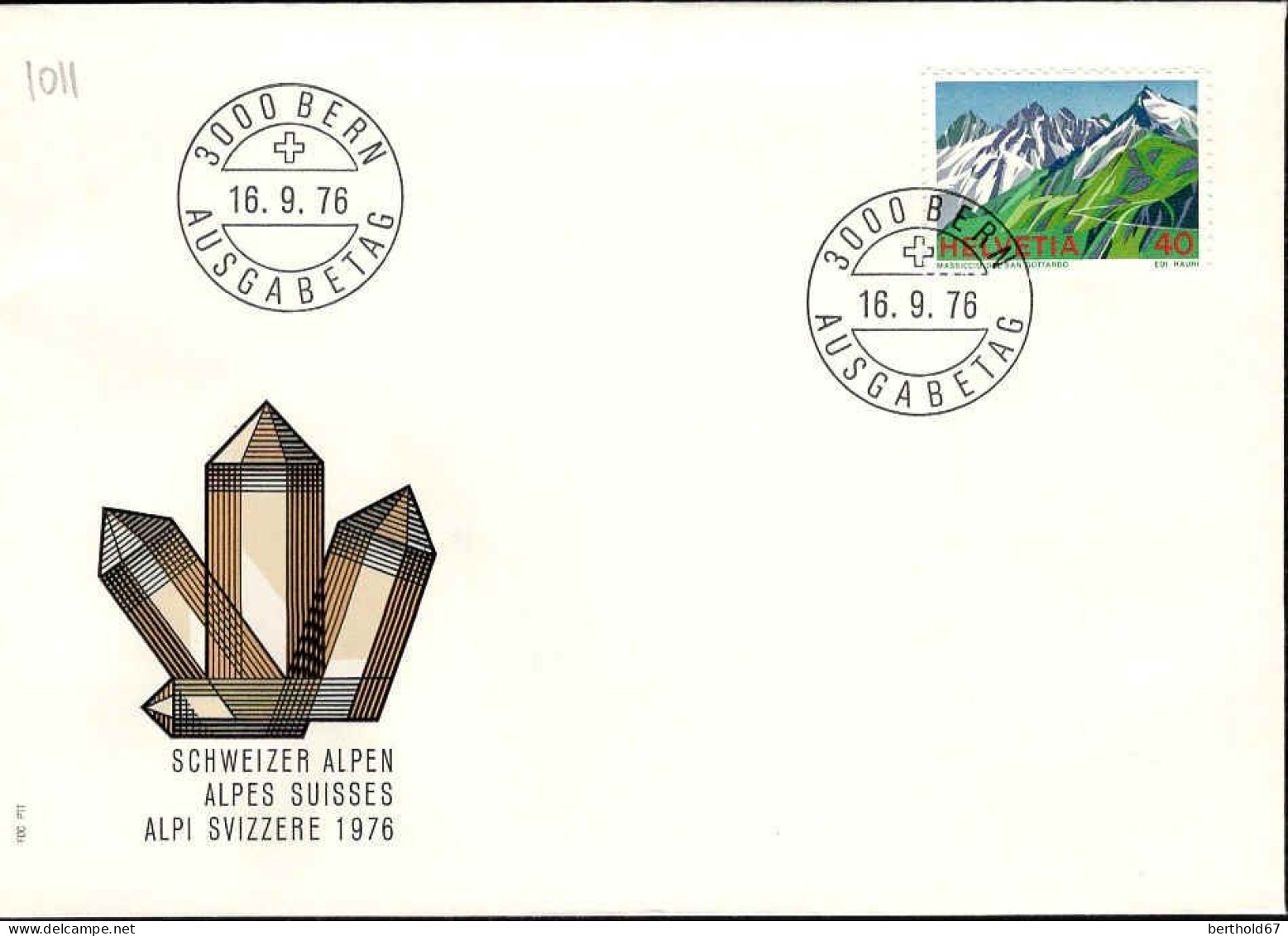 Suisse Poste Obl Yv:1011 Mi:1081 Saint-Gothard Bern 28-5-76 Fdc - FDC