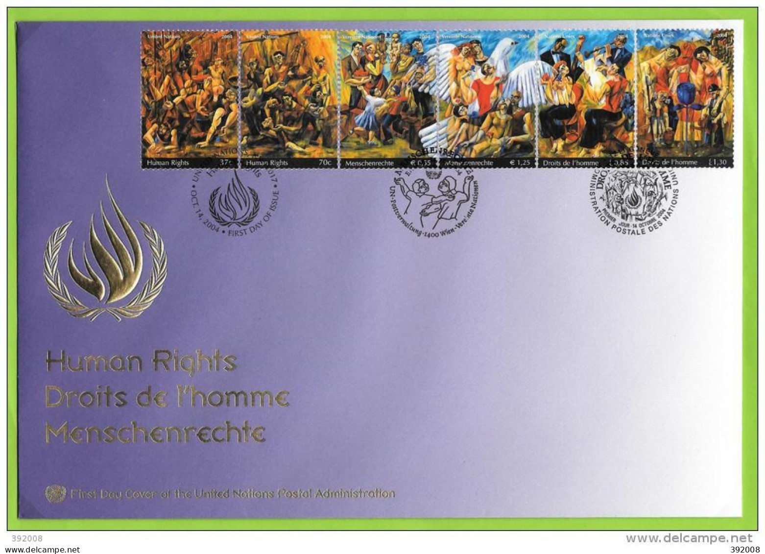 2004 - 442 / 443 - Droits De L'homme, Décade D'éducation + New York + Genève - 35 - FDC