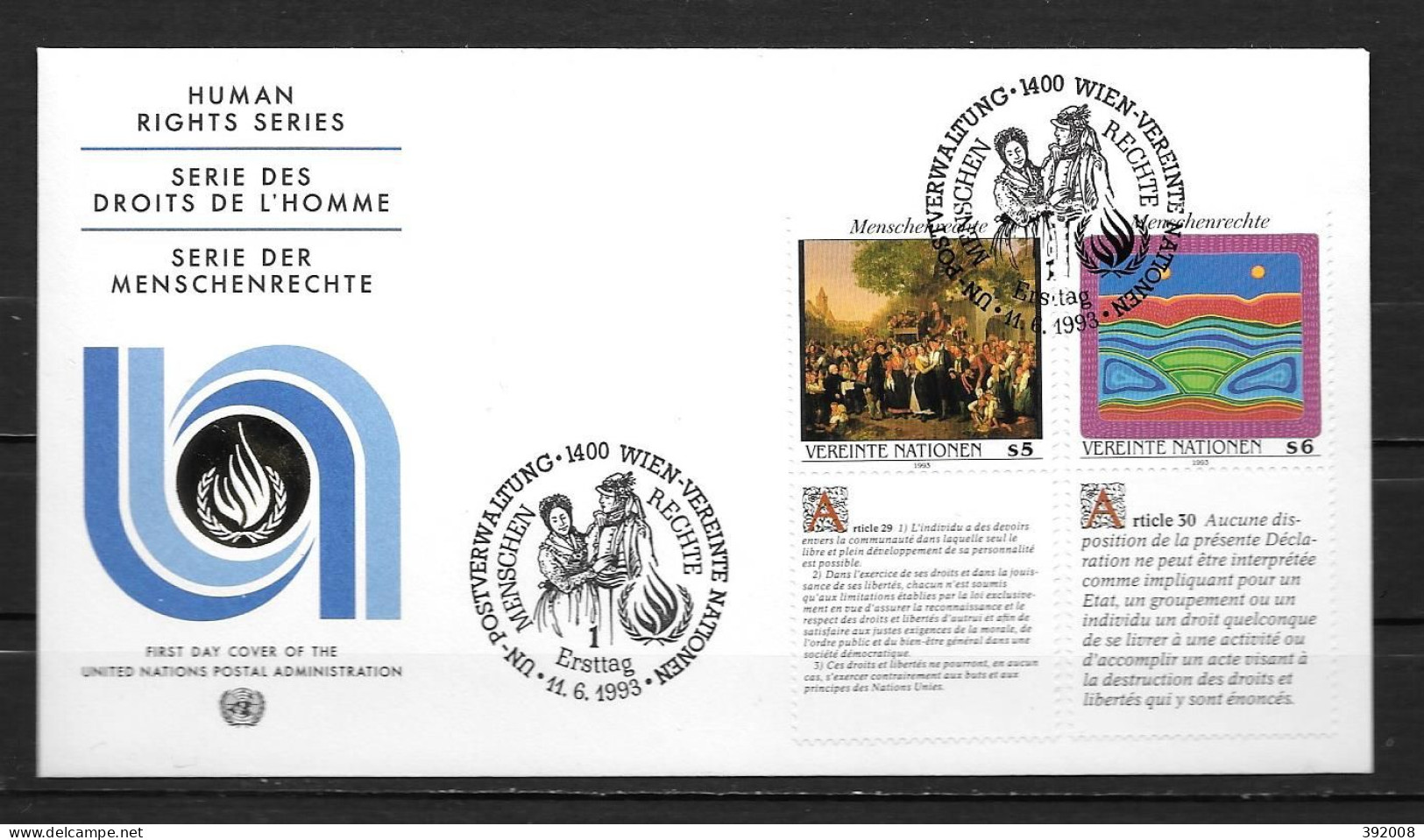1993 - 168 + 171 - Déclaration Universelle Des Droits De L'homme - 31 - FDC