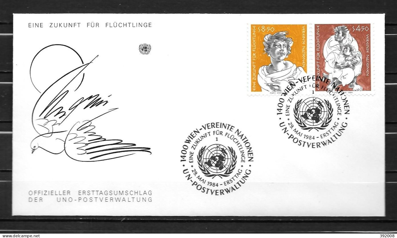 1984 - 43 / 44 - Un Avenir Pour Les Réfugiés - 27 - FDC