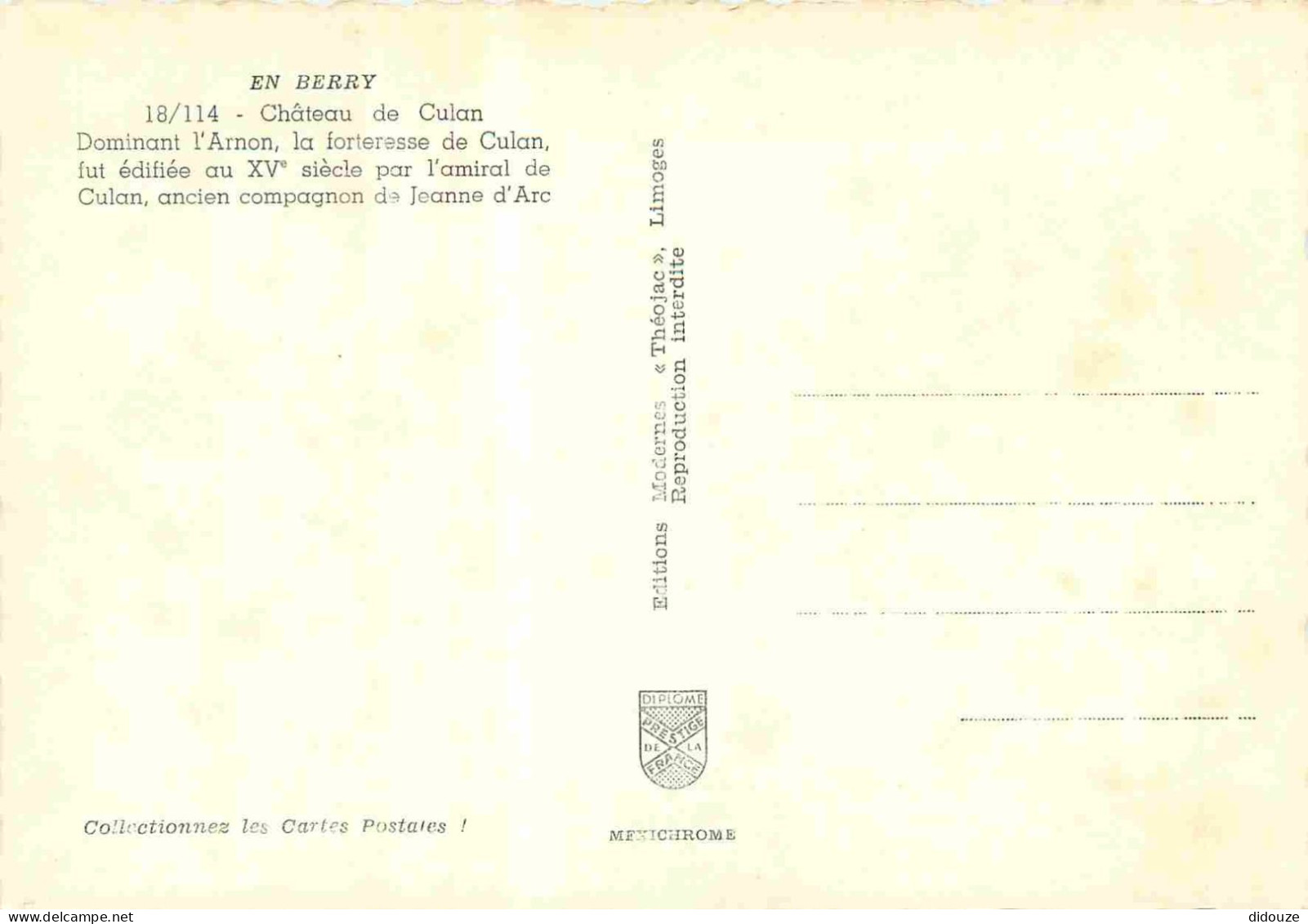 18 - Culan - Le Château - Carte Dentelée - CPM - Voir Scans Recto-Verso - Culan