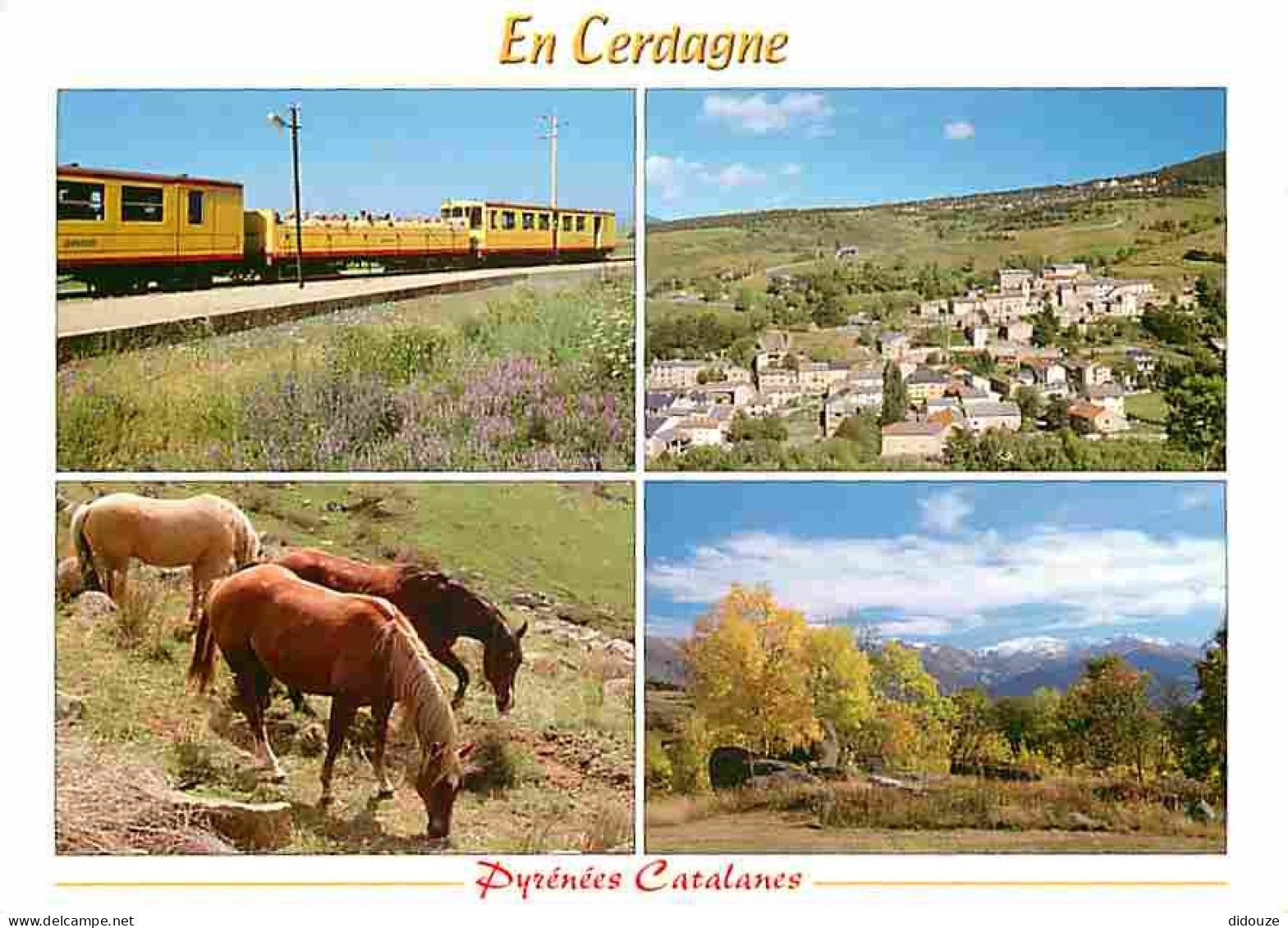 Animaux - Chevaux - Cerdagne - Multivues - Le Train Jaune - Village D'Eyne Chevaux Cerdans - En Automne Aux Environs De  - Pferde