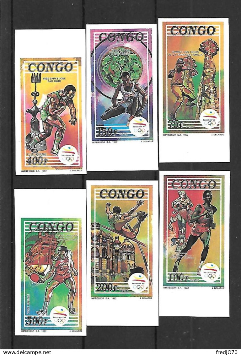 Congo Série Complète Non Dentelé Imperf JO 92 ** - Sommer 1992: Barcelone