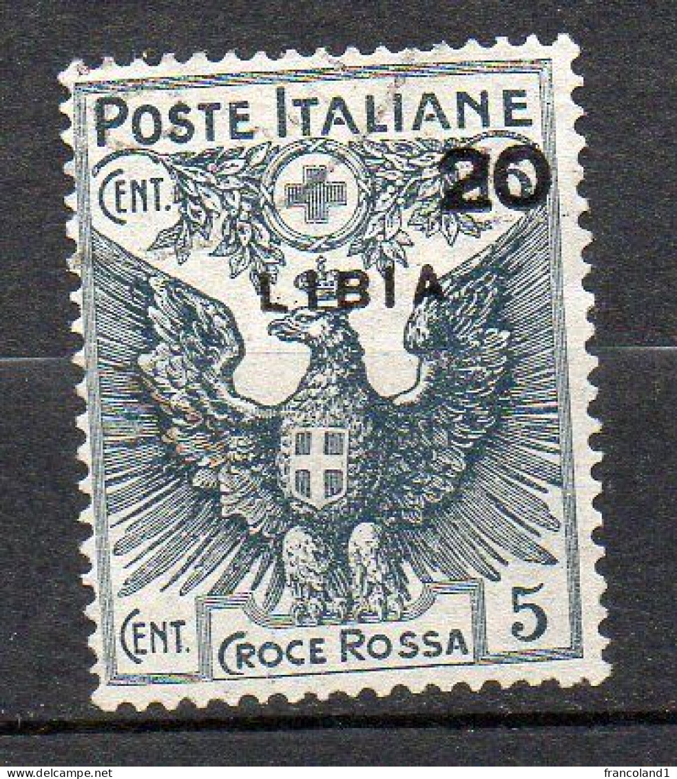 1915 Libia Croce Rossa N. 15 Timbrato Used Sassone 55 € - Libya