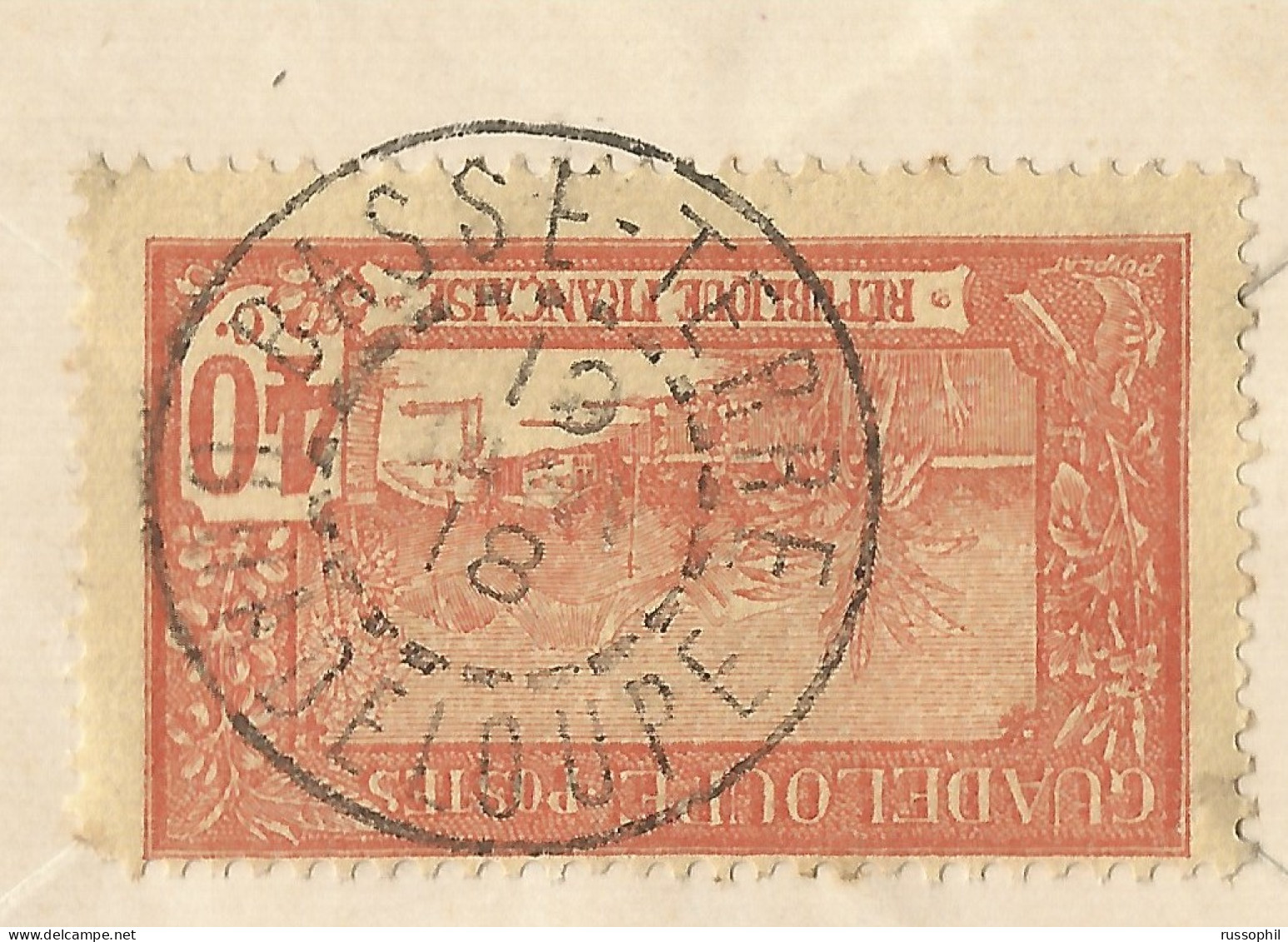 GUADELOUPE - 40 CENT. (Yv. #65 ALONE) FRANKING ON REGISTRED COVER FROM BASSE-TERRE TO PARIS - FRENCH SEA POST - 1918 - Covers & Documents