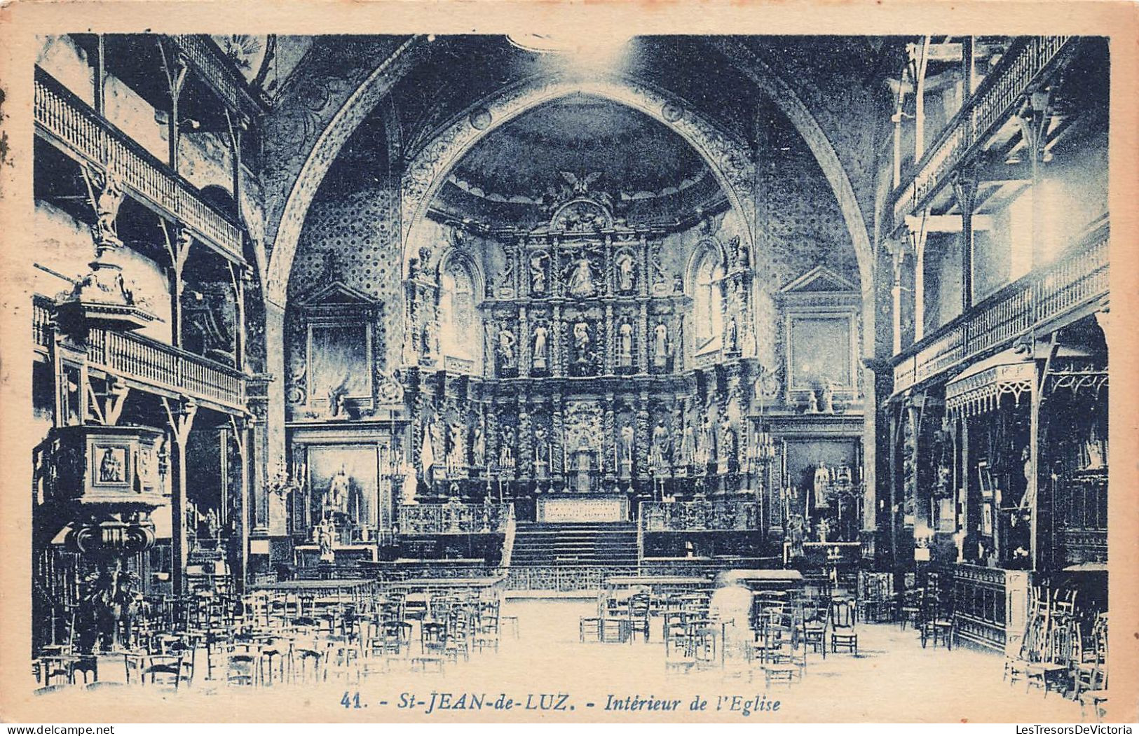 FRANCE - St Jean De Luz - Vue à L'intérieur De L'église - Vue Générale - Carte Postale Ancienne - Saint Jean De Luz