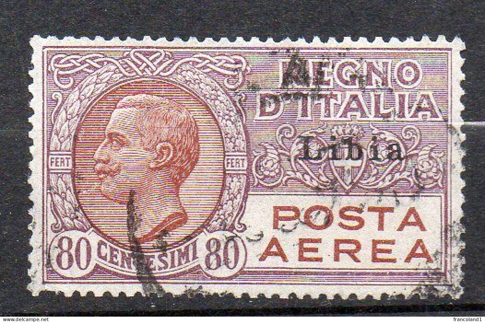 1928 Libia Posta Aerea N. 2 Timbrato Used Sassone 130 Euro - Libya