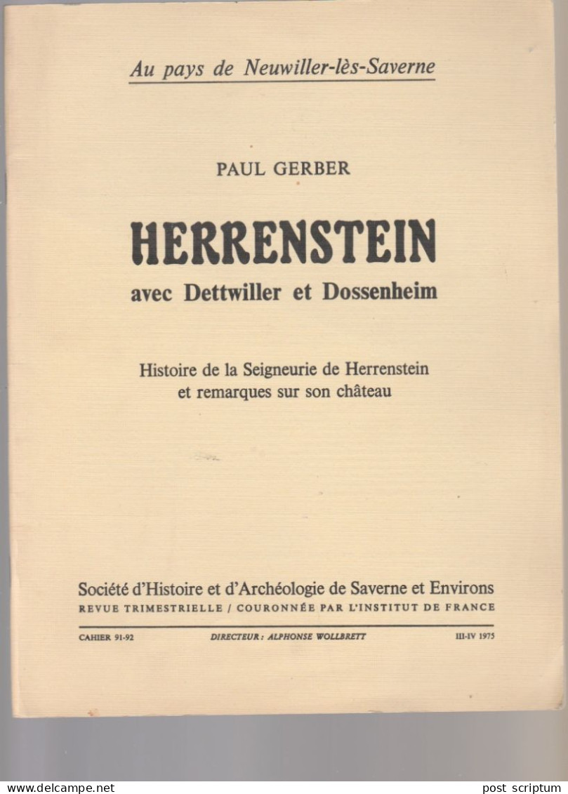 Revue- Paul Gerber - Herrenstein Avec Dettwiller Et Dossenheim - Turismo Y Regiones