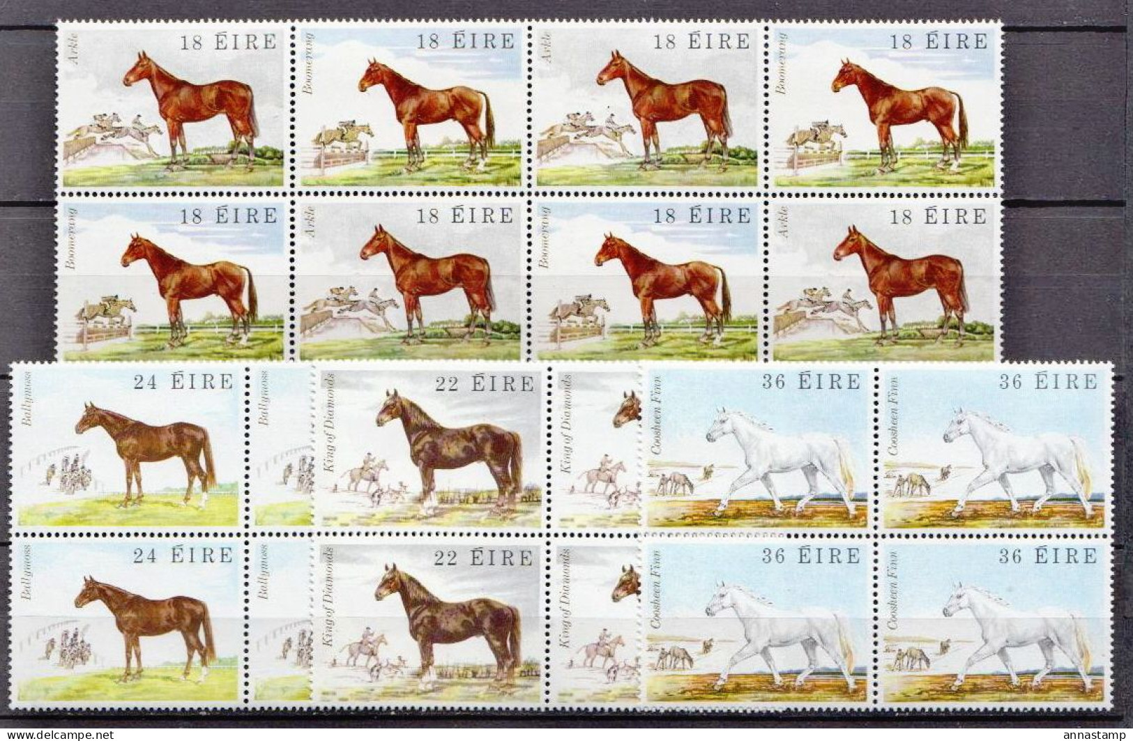 Ireland MNH Set In Blocks Of 4 Stamps - Chevaux