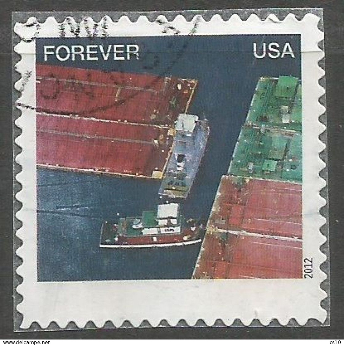 USA 2015 Earthscapes Barge Fleeting Forever SC.# 4710I Used NICE VARIETY PRINTED WITHOUT LOWER WRITING !!! - Varietà, Errori & Curiosità