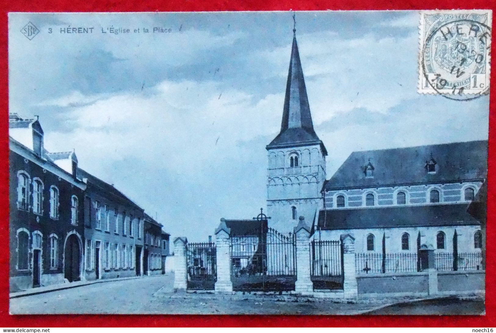CPA Bleutée Herent SBP 1911 L'Eglise Et La Place - Herent