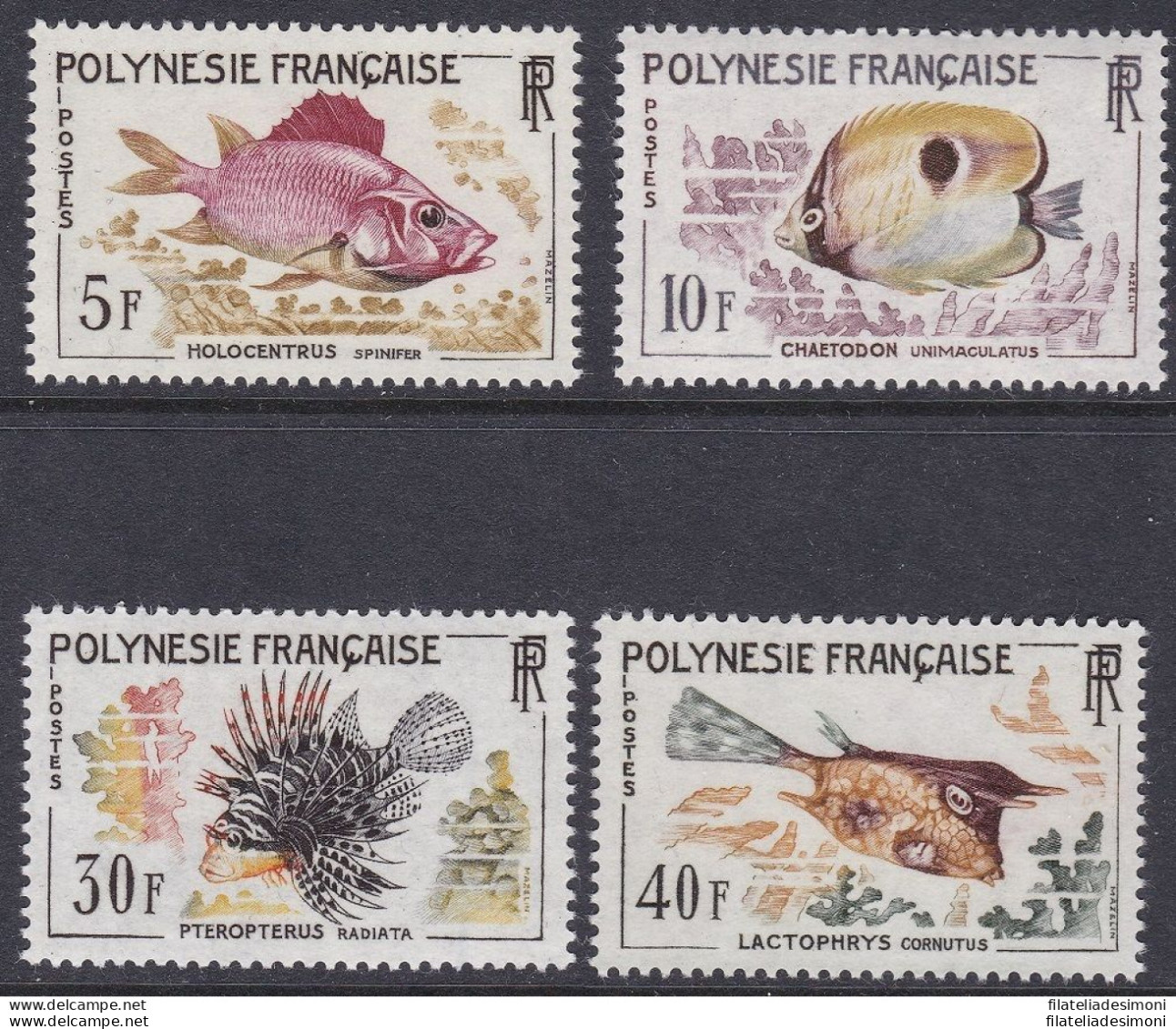 1962 POLINESIA - Pesci , Yvert  N. 18/21 4 Valori  MNH** - Autres & Non Classés