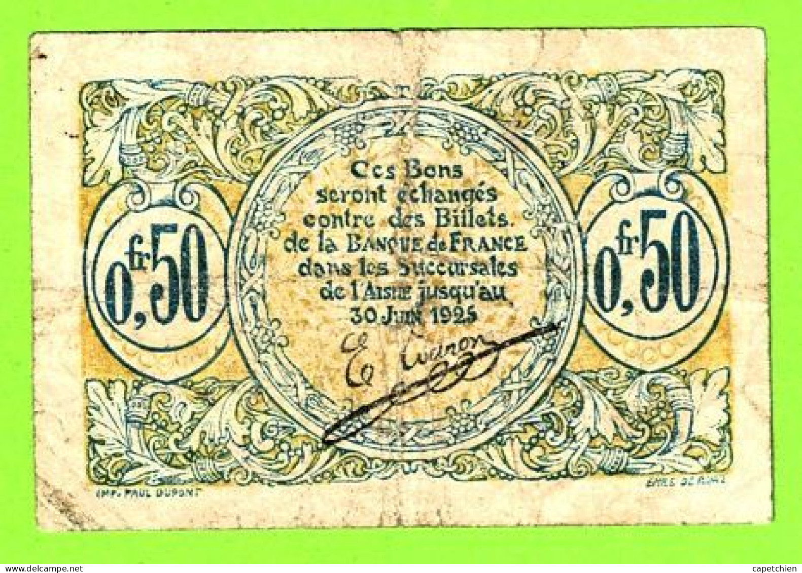 FRANCE/ CHAMBRE De COMMERCE De St QUENTIN & AISNE / 50 CENT. / 065830 / SERIE C 4 - Handelskammer