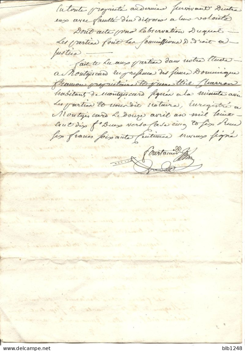 Contrat De Mariage  Delorme- Barron  Montgiscard 6 Avril 1810- 2 Pages - Manuscrits