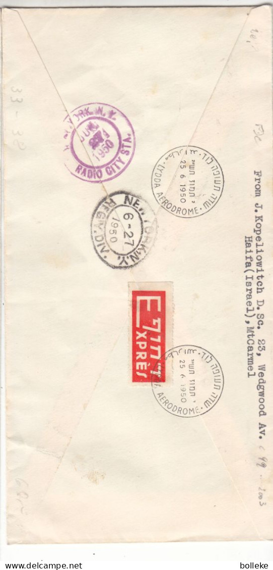 Israël - Lettre Recom Exprès De 1950 - Oblit Lydda Aérodrome - Exp Vers  New York - 1 Er Vol - Valeur 99 € En .....2003 - Brieven En Documenten