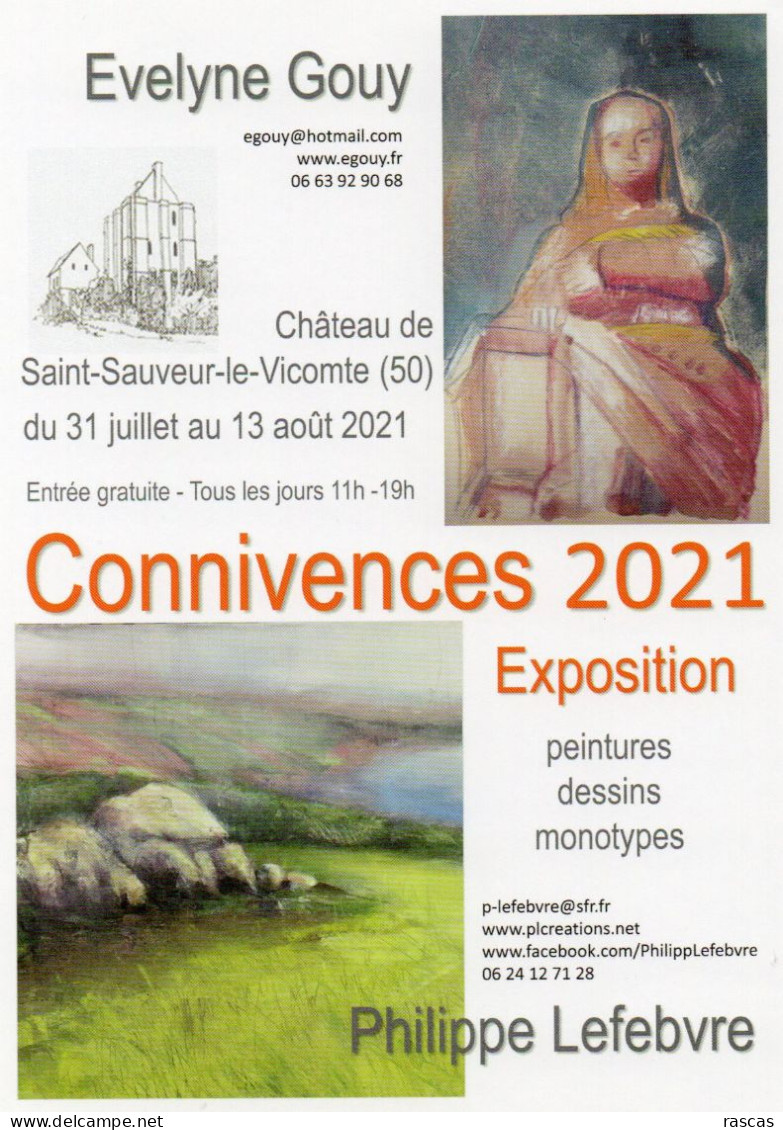 CPM - R - MANCHE - SAINT SAUVEUR LE VICOMTE - EXPOSITION CONNIVENCES 2021 - EVELYNE GOUY - PHILIPPE LEFEBVRE - Saint Sauveur Le Vicomte