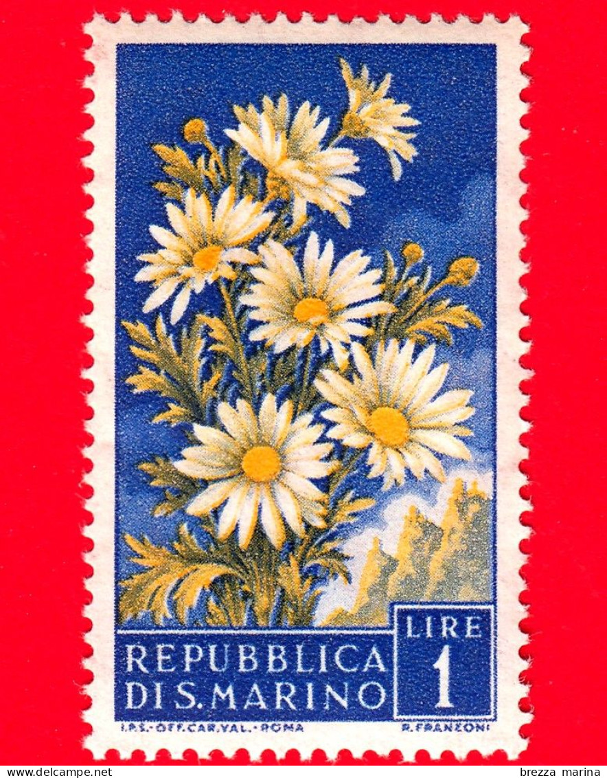 Nuovo - MNH - SAN MARINO - 1957 - Fiori - 2ª Emissione - Margherite - 1 - Nuevos