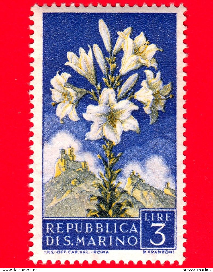 Nuovo - MNH - SAN MARINO - 1957 - Fiori - 2ª Emissione - Giglio - 3 - Nuevos