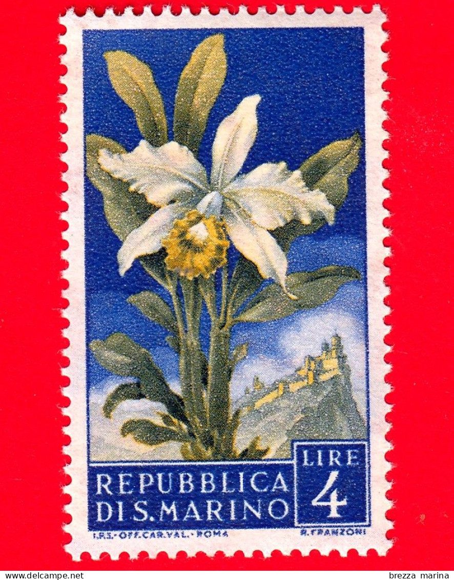 Nuovo - MNH - SAN MARINO - 1957 - Fiori - 2ª Emissione - Orchidea - 4 - Ongebruikt