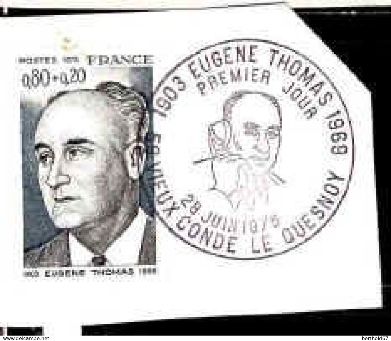 France Poste Obl Yv:1827 Mi:1929 Eugène Thomas Politicien (TB Cachet à Date) Sur Fragment Fdc 28-6-75 - Usados