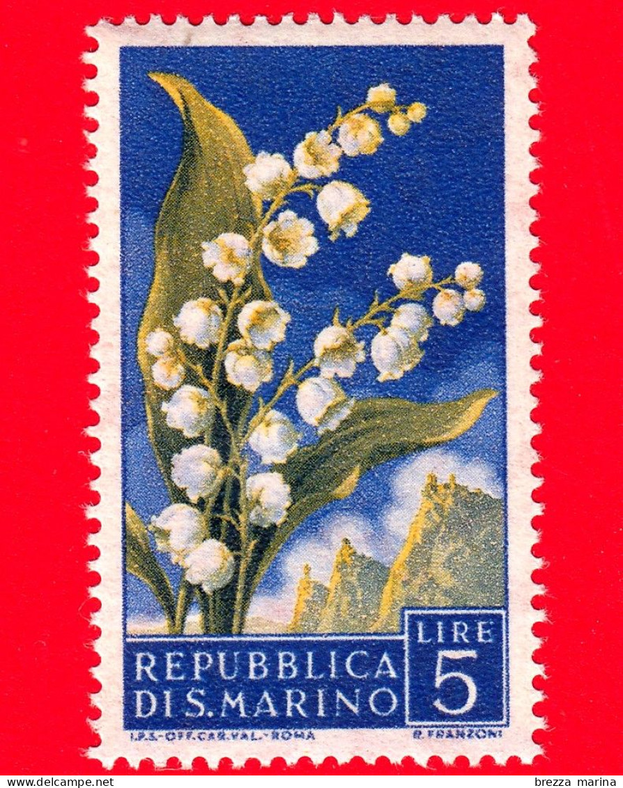 Nuovo - MNH - SAN MARINO - 1957 - Fiori - 2ª Emissione - Mughetti - 5 - Ongebruikt