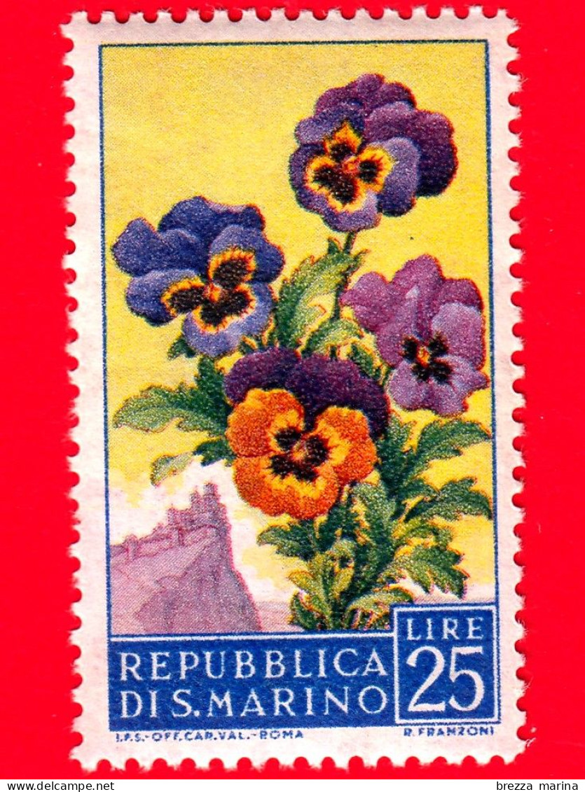 Nuovo - MNH - SAN MARINO - 1957 - Fiori - 2ª Emissione - Viole - 25 - Neufs