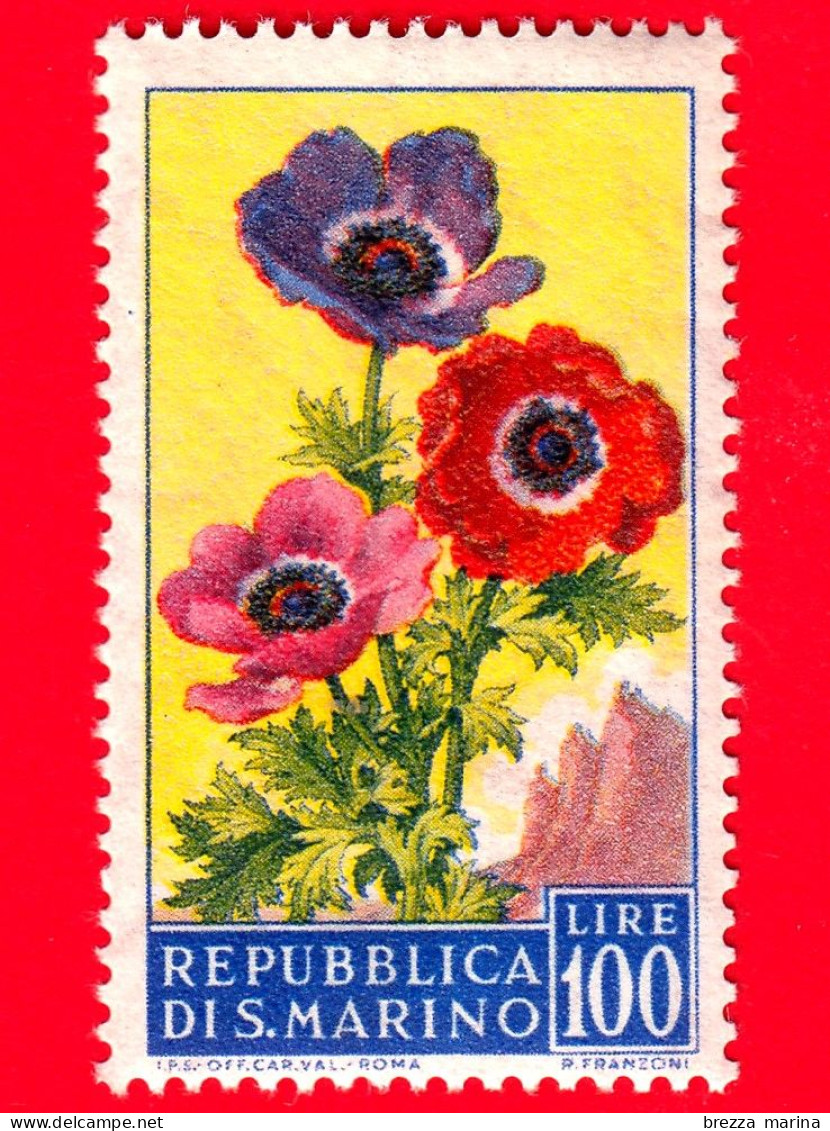 Nuovo - MNH - SAN MARINO - 1957 - Fiori - 2ª Emissione - Anemoni - 100 - Nuevos