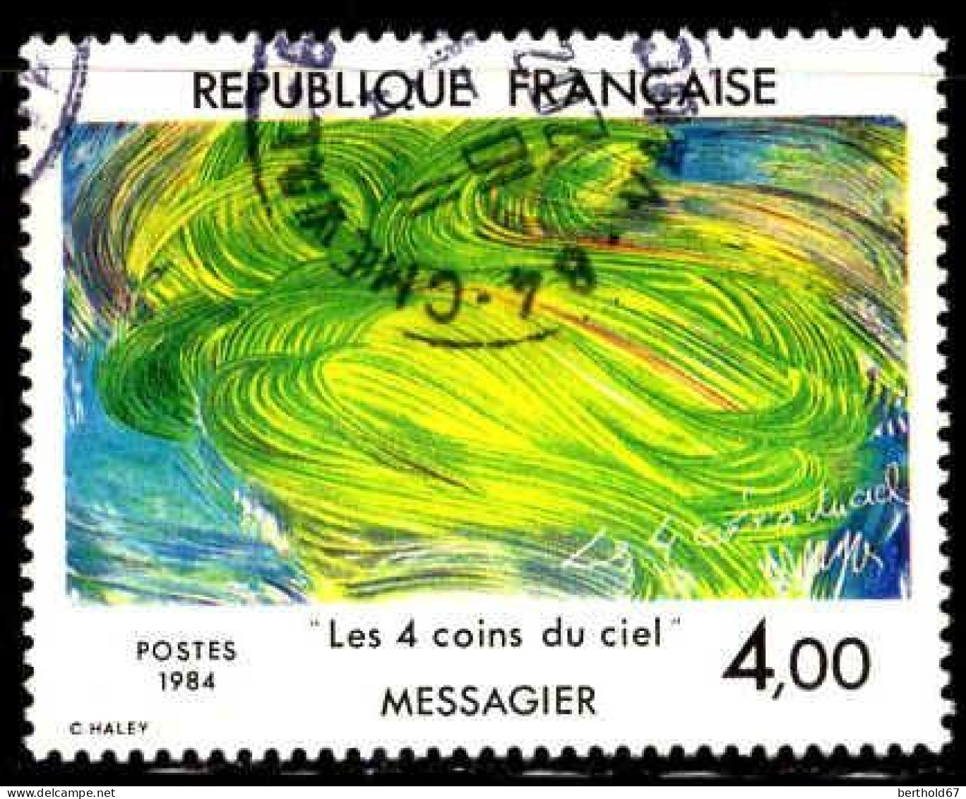 France Poste Obl Yv:2300 Mi:2433 Jean Messagier Les 4 Coins Du Ciel (Beau Cachet Rond) - Usados