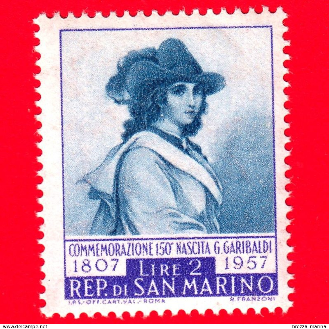 Nuovo - MNH - SAN MARINO - 1957 - 150º Anniversario Della Nascita Di Garibaldi - Anita Garibaldi - 2 - Nuevos