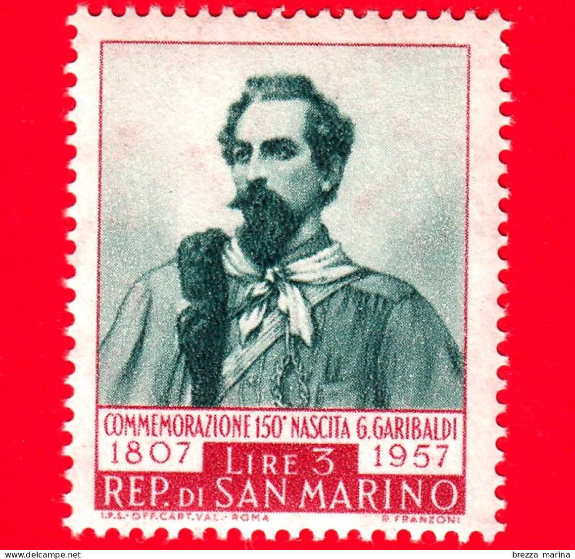 Nuovo - MNH - SAN MARINO - 1957 - 150º Anniversario Della Nascita Di Garibaldi - Francesco Nullo - 3 - Neufs