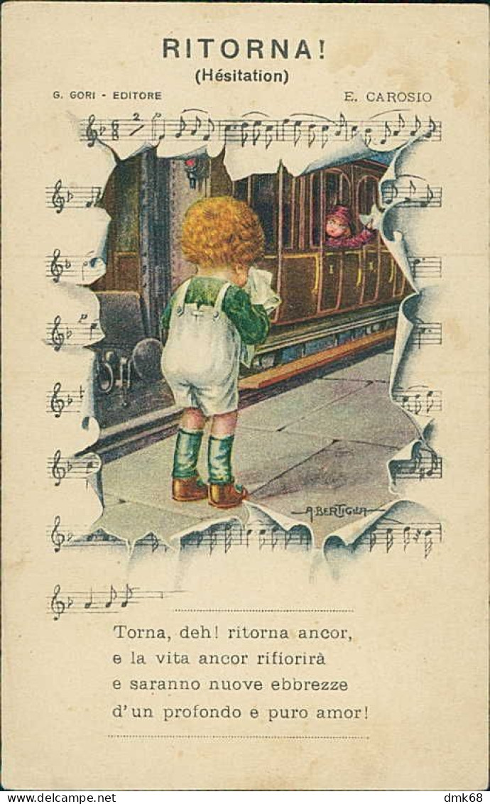 BERTIGLIA SIGNED 1920s POSTCARD - KIDS & MUSIC - RITORNA - SERIE 2245 (5454) - Bertiglia, A.