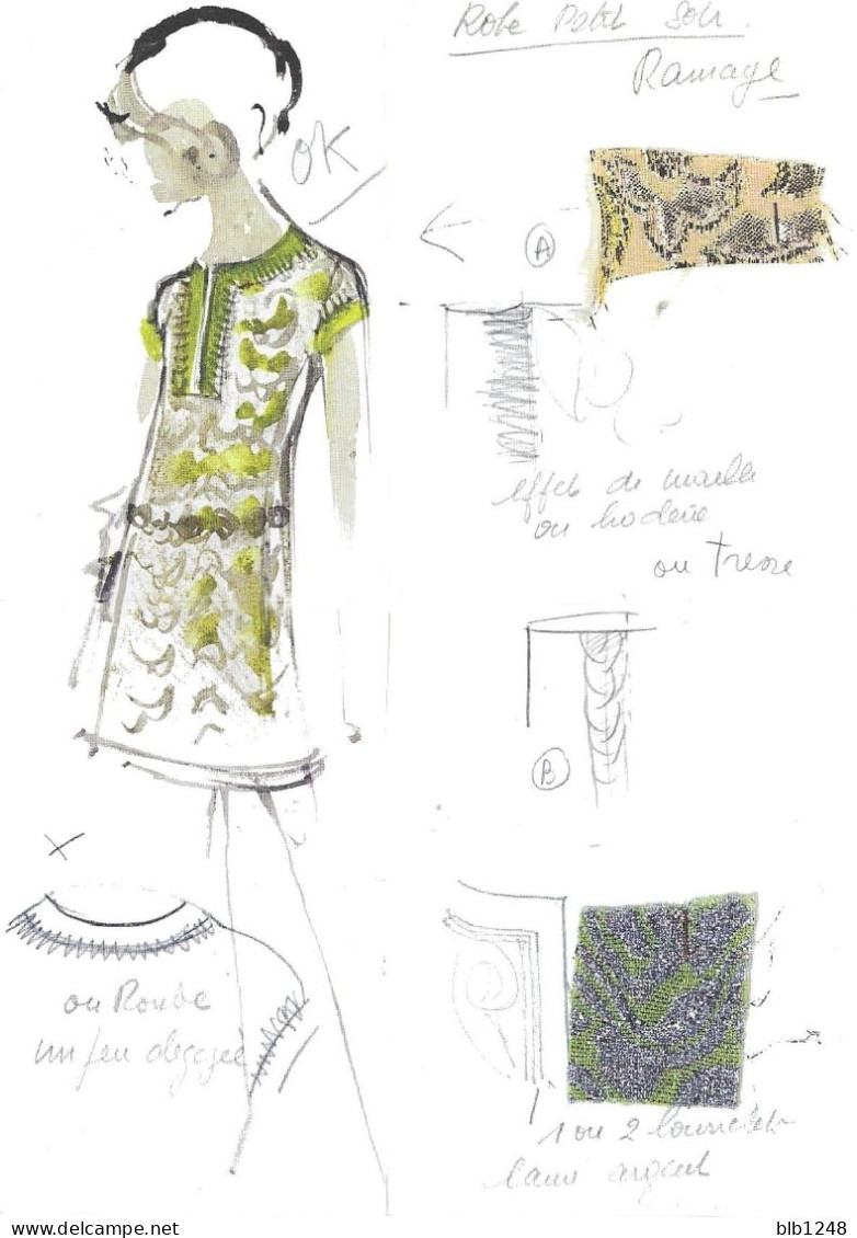 Dessin De Mode Croquis Pour PIERRE BALMAIN Modèle Petit Soir 1960 Dessin - Other & Unclassified