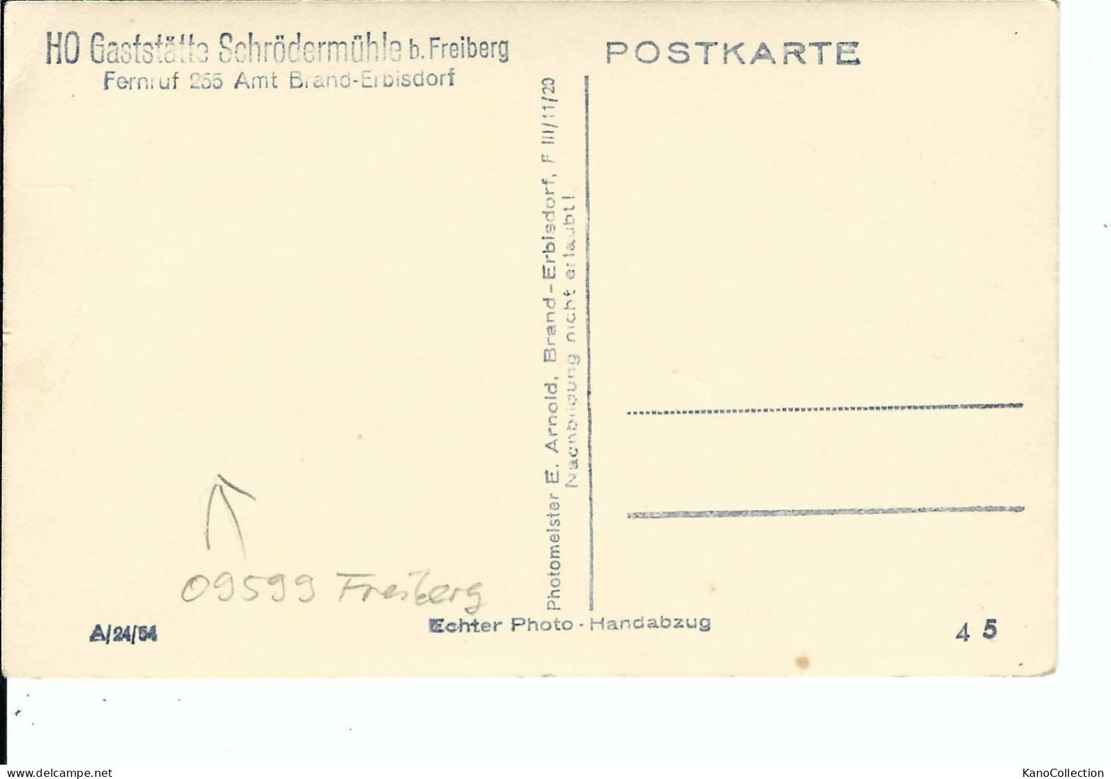 Freiberg, DDR, HO-Gaststätte Schrödermühle, Nicht Gelaufen - Freiberg (Sachsen)